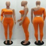 SC Sexy One Shoulder Crop Top And Pants 2 Piece Sets MAE-208