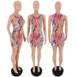 Sexy Printed Sleeveless Bodycon Dresses FST-7008
