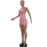SC Sexy Halter Backless Party Club Mini Bodycon Dresses MEM-8221