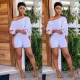 SC White Side Striped Bow Tie Two Piece Shorts Set MAE-199