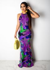 SC Sexy Printed Sleeveless Backless Slim Long Maxi Dress MIL-013