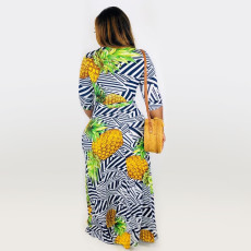 SC Fashion Printed V Neck Half Sleeve Maxi Dress WSM-5079