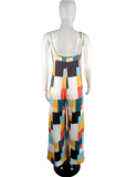 SC Geometric Print V Neck Strap Loose Jumpsuit YM-9037