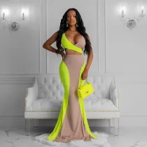 SC Sexy Contrast Color Crop Top Mermaid Long Skirt Sets MK-2032
