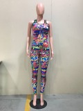 SC Printed Tank Tops And Long Pants Two Piece Sets OD-8267