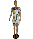 SC Fashion Print Short Sleeve T Shirt Dresses PIN-701