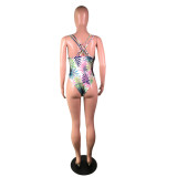 SC Sexy Print 2pcs Swimsuit Long Cloak Bodysuit YM-9101