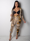 SC Printed 2 Pcs Set Long Sleeve Blazer Pants OY-5258