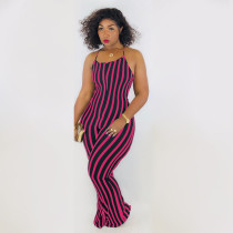 SC Plus Size Striped Straps Backless Jumpsuits ARM-8061