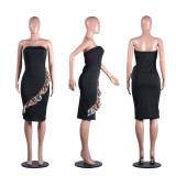 Black Sexy Strapless Bodycon Midi Tube Dresses YLY-2307