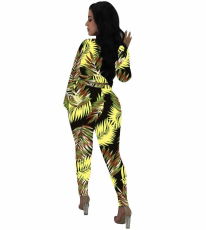 SC Fashionable Prints Long Sleeve Strappy 2 Piece Outfits OY-5195