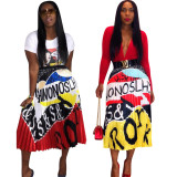SC Fashion Printed Pleated Long Skirt OY-5339