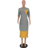 SC Casual Patchwork Loose Long Maxi Dresses FNN-8266