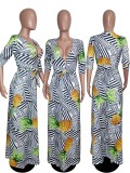 SC Fashion Printed V Neck Half Sleeve Maxi Dress WSM-5079