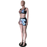 SC Printed Tank Tops And Shorts Fitness Two Piece Sets OD-8282