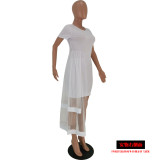 SC Fashion Short Sleeve Mesh Patchwork Mini Dress YH-5085