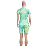 SC Casual Pritned T Shirt And Shorts Two Piece Outfit YMT-6086