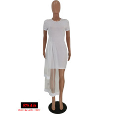 SC Fashion Short Sleeve Mesh Patchwork Mini Dress YH-5085
