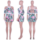 SC Floral Print Sexy Straps Backless Sleeveless Rompers NIK-003