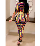 SC Colorful Striped Zip Long Sleeve Jumpsuits QZX-6003