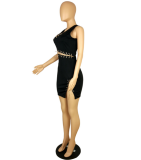 Black Sleeveless Split Mini Dress PIN-619