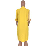 SC Casual Stripes Patchwork Loose Shirt Dresses FNN-8287