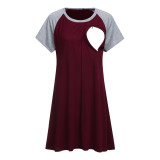 SC Short Sleeve Breastfeeding Casual Shirt Dresses LS-1008