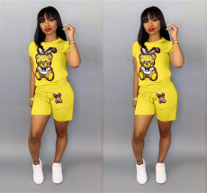 SC Cartoon Print Short Sleeve Shorts 2 Piece Set QY-5090