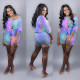 SC Plus Size Tie Dye Print Hlaf Sleeve Two Piece Short Sets QY-5109