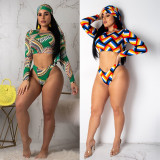 SC Long Sleeve Swimsuit 2 Piece Set With Headscarf BN-9155
