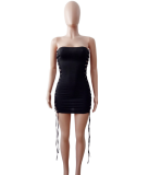 SC Side Lace-up Sexy Strapless Bandage Black Dress LSL-6088