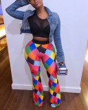 SC Plus Size Colorful Plaid Print Long Pants WSM-5046