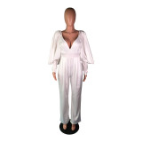 SC Sexy V Neck Split Lantern  Sleeve Backless Jumpsuits BS-1109