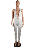 SC Sexy Deep V Sleeveless White Bandage Jumpsuit MK-2010