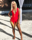 SC Sexy Red Zip Tassel One Piece Swimsuit LSL-6263