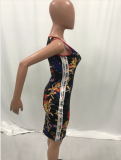 Floral Print Sleeveless Slim Midi Tank Dresses MIL-031