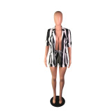 SC Striped Blazer Top And Shorts Two Piece Suit BS-1098