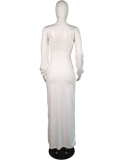SC White Backless Split Maxi Dress MK-1015