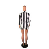 SC Striped Blazer Top And Shorts Two Piece Suit BS-1098