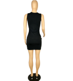 Black Sleeveless Split Mini Dress PIN-619
