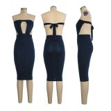 SC Sexy Strapless Cut Out Backless Midi Dress SMR-9210