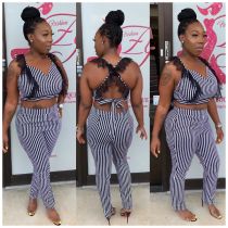 SC Sexy Striped Tank Tops And Long Pants 2 Piece Sets LP-6173