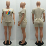 SC Casual Short Sleeve T Shirt Top And Shorts 2 Piece Sets MAE-205