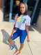 SC Casual Letter Print T Shirt And Shorts Two Piece Suit QZX-6077
