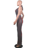 MAE-095 Sexy Backless Halter Ribbon Clubbing Jumpsuit