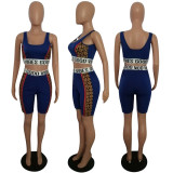 SC Sexy Printed Tank Top And Shorts Skinny Fitness 2 Piece Set MYP-8875