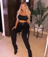 SC Black Cargo Pants With Belt Long Pencil Trousers LSL-6298