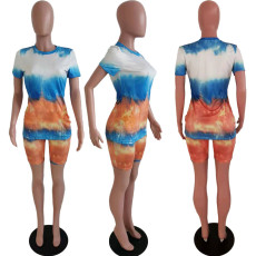 SC Casual Printed Short Sleeve Two Piece Shorts Set TK-6015
