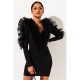 SC Sexy V Neck Ruffles Patchwork Long Sleeve Mini Dress ASL-6201