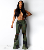 SC Plus Size Camouflage Ripped Holes Flares Bodycon Pants MOF-5111